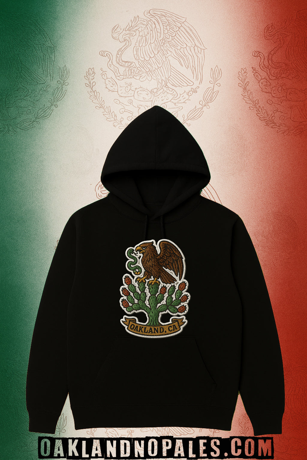 Mexican Roots Oakland raised Patch Hoodie